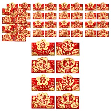 半島良品 立體祝福語紅包袋4件組 滿版手繪  6組