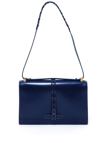 Hermès Pre-Owned - 1982 metallic finish flap shoulder bag - women - Calf Leather - One Size - Blue