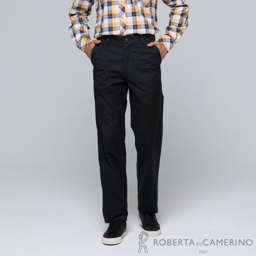 ROBERTA諾貝達 男裝 經典百搭款 黑色休閒褲 常規版/無褶設計