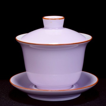 霽藍霽青色釉蓋碗三才碗陶瓷蓋碗三才杯壺承敬茶碗泡茶杯功夫茶具1入