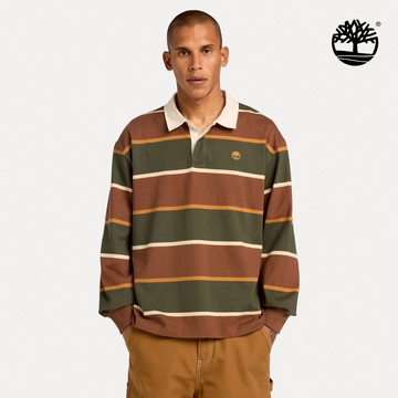 Timberland 中性棕色寬版橄欖球POLO衫|A2Q4TAGQ