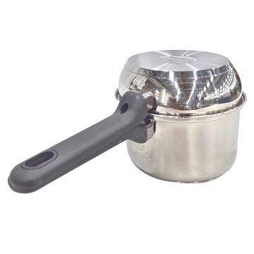 ARMADA 亞曼達 創意樂活不鏽鋼三件套  18 公分單柄湯鍋 + 18 公分單柄平底鍋 + 16 公分帶提手蒸盤  銀色 + 灰色  1組