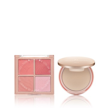 MKUP 美咖【新品上市】白裡透紅四色腮紅盤+B5光透濾鏡蜜粉餅