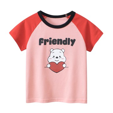 27home - 純棉短袖上衣-熊熊懷抱愛心-粉色