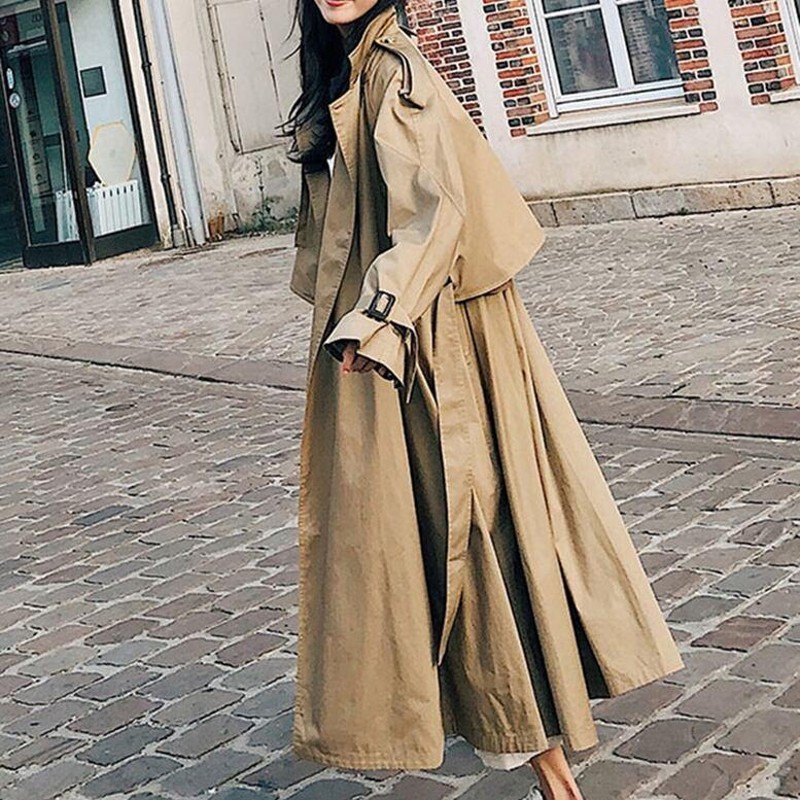 レディース ロングコート フレアトレンチコート trench coat