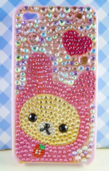 【震撼精品百貨】Rilakkuma San-X 拉拉熊懶懶熊~iPhone4手機殼-妹妹粉鑽