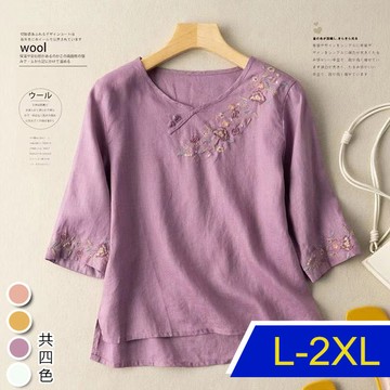 【韓國K.W.】KN2810現貨初嚐芳蜜春夏新品明星同款亞麻人棉上衣(棉麻/防曬服/中長袖)