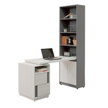 文創集 維斯4尺可伸縮二門二抽書桌＆書櫃組合-120-150x59x202cm免組