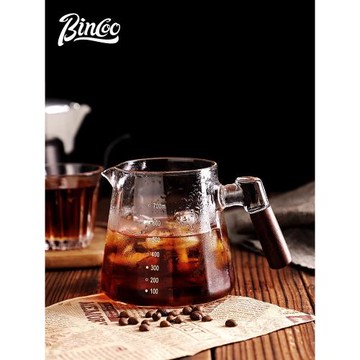 Bincoo玻璃咖啡壺手沖咖啡分享壺帶刻度耐熱掛耳多功能咖啡沖泡壺