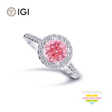 彩糖鑽工坊 IGI 1克拉 彩鑽 14K 鑽戒 粉紅鑽石 (培育鑽石 VIVID PINK 粉鑽)
