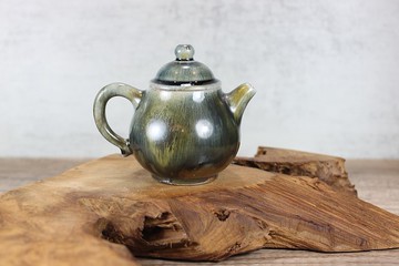 【送禮好物】240ml 柴燒天目釉 手拉坯茶壺 鶯歌葉敏祥作品