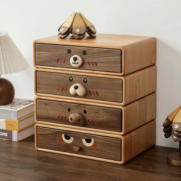 實木收納盒抽屜式可愛家用桌面大容量長方形單層錢箱盒櫃子儲物盒