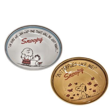 yamaka 復古Retro系列 史努比深盤 Set 陶瓷  白色 + 棕色  直徑21 x 4cm  2個