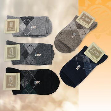 比得兔精繡羊毛男襪-紳士菱格-25~27cm-SK6264-2雙