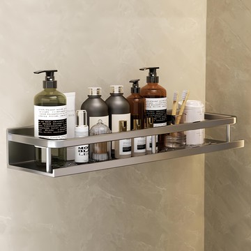 超級工廠 太空鋁浴室收納架 免打孔安裝  50cm  灰色  1個