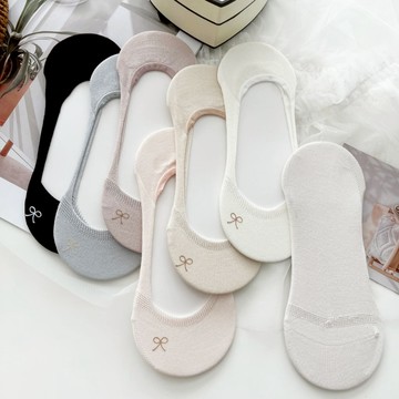 【Fee隔日到貨7色】薄款印花蝴蝶結隱形襪短船襪🌸隱形襪 帆船襪 短襪 韓系襪子 棉襪 極短襪 淺口襪 襪子女 裸襪