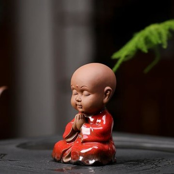 創意中式禪意小和尚茶寵擺件精品 可養窯變茶桌茶玩功夫茶具配件
