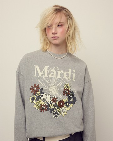 MARDI MERCREDI 印花大學TEE 灰色 經典小雛菊 嘉年華黑花 純棉 SWEATSHIRT FLOWERMARDI JARDIN