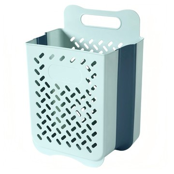 京太陽 多功能折疊洗衣籃/收納籃/髒衣籃/摺疊籃 藍色  特大(35 x 25 x 49cm)