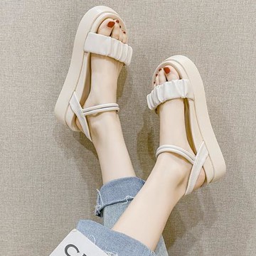 夏百搭學生休閑增高羅馬松糕厚底