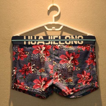 3條全棉寬松男士內褲夏季印花平角褲U囊袋青年阿羅褲潮男四角褲頭