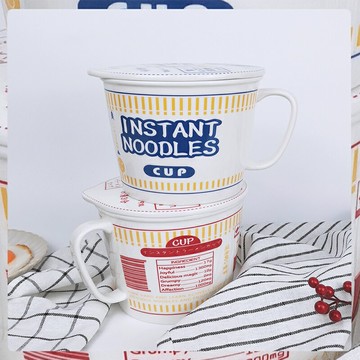 創意日式泡面碗陶瓷帶蓋學生宿舍廚房易清洗家用防燙單個大面碗