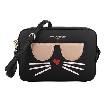 KARL LAGERFELD  卡爾鬚貓咪圖案防刮相機包(黑)