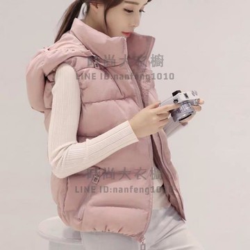 羽絨背心外套女棉馬甲女短版連帽外套保暖韓版顯瘦外套【時尚大衣櫥】