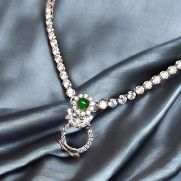 冰綠翡翠蛋面設計款鎖骨鍊 925純銀鑲嵌 | 天然玉A貨翡翠 | 送禮