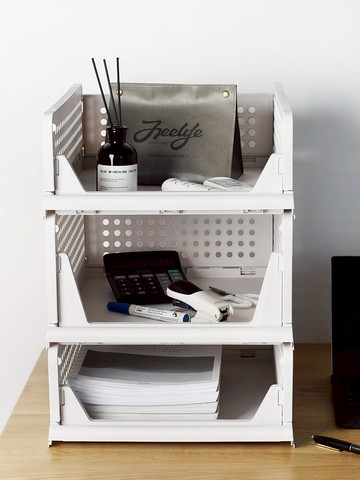 多功能衣柜辦公用品文件架桌面疊加多層抽屜式折疊整理收納筐大號