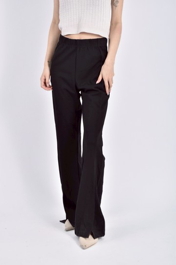 (M) 【艾玲私服】fancy高腰鬆緊腰黑色長褲