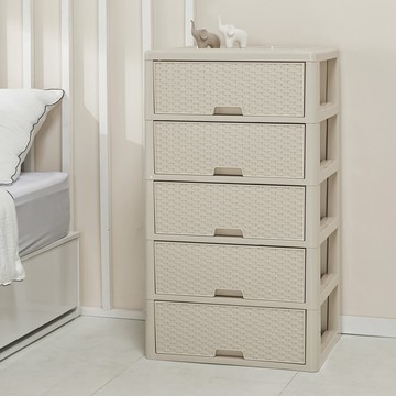 藤編雙面收納櫃  50cm  5抽  米色