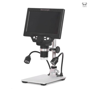 G1200 數位顯微鏡 12MP 7英寸高清LCD顯示屏 1-1200放大倍數 帶鋁合金支架 帶2補光燈 美規，寬電壓1