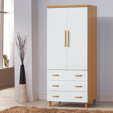 Boden-喬菲2.7尺二門三抽衣櫃(單吊桿)