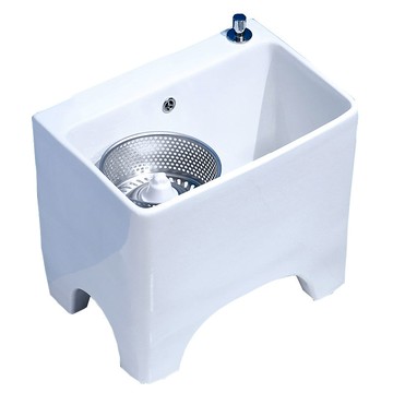 優樂悅~陶瓷拖把池長方形陽臺拖布墩布槽雙驅動地拖盆旋轉拖把桶高腳側排