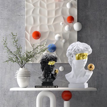 樣板房軟裝大衛雕塑藝術品歐式客廳玄關書柜書房抽象人物裝飾品