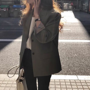 2025春季新款休閑小西裝外套女韓版寬松chic學生職業裝英倫風西服