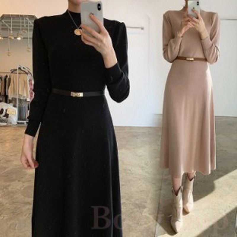 マキシワンピース レディース 40代 秋冬 長袖ワンピース 黒ワンピースインナー ロング丈フレアスカート ハイネック 韓国風 オシャレ 大人 通販 Lineポイント最大1 0 Get Lineショッピング