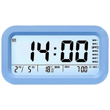 QLZHS 充電式智能電子鬧鐘 數字時鐘 貪睡鬧鐘 夜光鬧鐘 迷你萬年曆 床頭鬧鐘 靜音時鐘 鬧鈴  天空藍