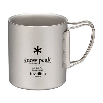 snow peak 雪諾必克 鈦金屬雙層杯 220折疊把 80 x 70mm 220ml  銀色  1個