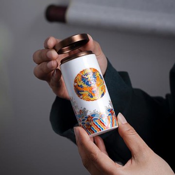 陶瓷茶葉罐密封罐琺瑯彩空罐子茶葉包裝盒便攜茶盒茶葉盒空盒國風