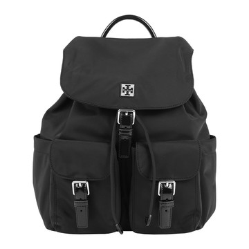 TORY BURCH Virginia 再生尼龍雙口袋後背包(黑色) 169165 001