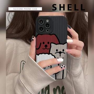 IPJ三只小狗適用15蘋果13手機殼iphone12新款xs max創意可愛萌系11 pro max趣味簡約卡通7/8plus防摔硅膠軟14