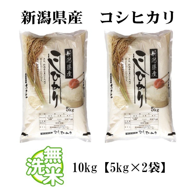 新米 無洗米 10kg 送料無料 コシヒカリ 5kg×2袋 新潟県産 令和5年産 コシヒカリ お米 10キロ 安い 送料無料