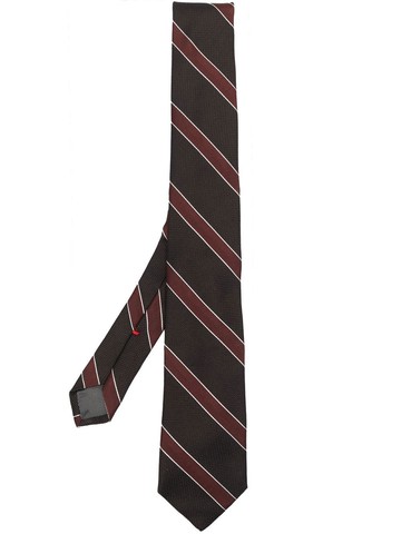 Dell'oglio - diagonal stripe-print tie - men - Silk - One Size - Brown