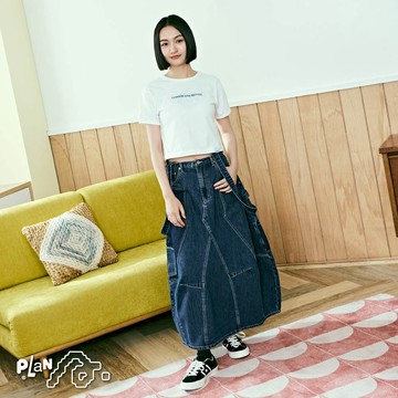 STAYREAL A就是起點丹寧長裙 - 深藍