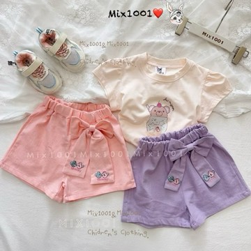 🌈✨mix1001裝飾大蝴蝶結🎀小刺繡短褲✨兒童刺繡小圖案短褲5-17