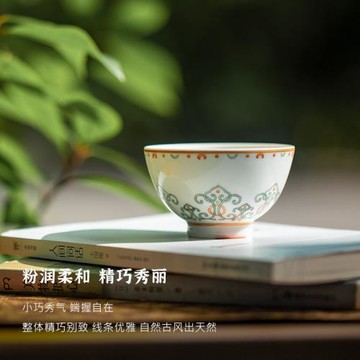 山音 古彩如意杯 景德鎮純手工主人杯品茗杯功夫茶具茶杯外匯杯子