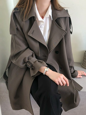 今年流行炸街風衣女中長款2025年新款春秋大碼外套高端氣質女神範鑫弘-素時衣櫥