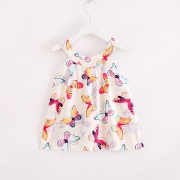 兒童女童綿綢吊帶裙寶寶連衣裙棉綢碎花裙子女孩背心裙人造棉睡裙